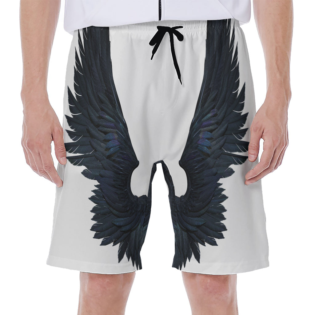 Black Demon Wings Print Hawaiian Men's Beach Shorts - 1