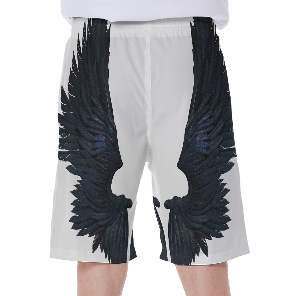 Black Demon Wings Print Hawaiian Men's Beach Shorts - 1