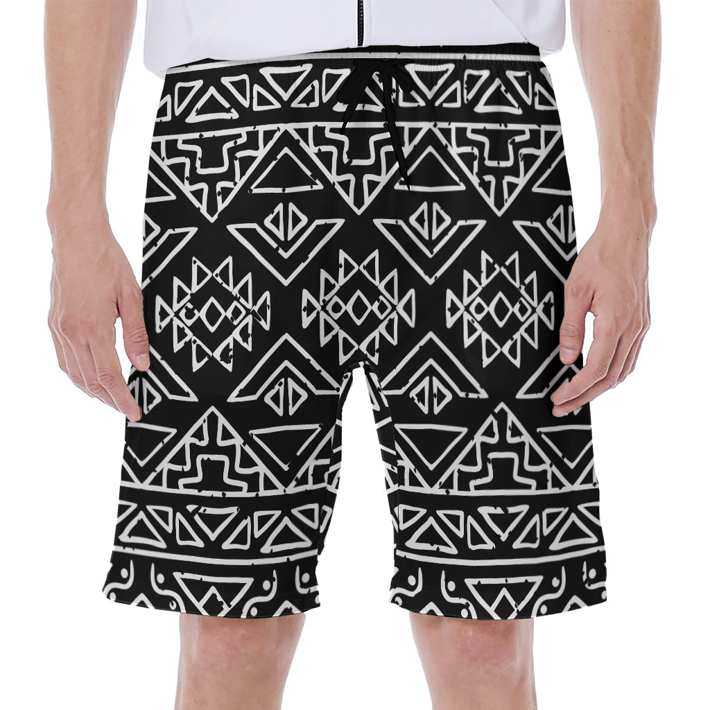 Black Aztec Print Hawaiian Men's Beach Shorts - 1