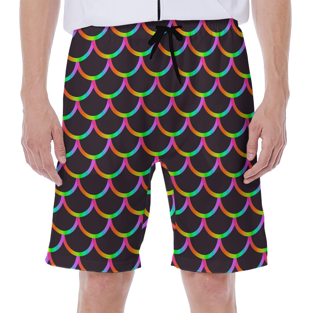 Black Mermaid Scales Pattern Men&#39;s Hawaiian Beach Shorts - 1