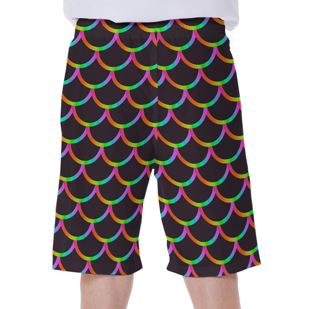 Black Mermaid Scales Pattern Men&#39;s Hawaiian Beach Shorts - 2