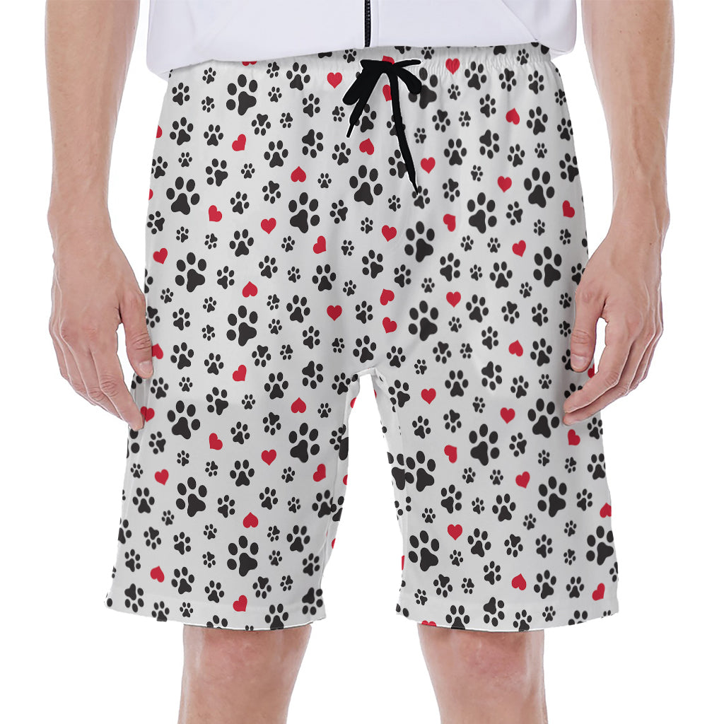 Black Paw and Heart Hawaiian Men's Beach Shorts - 1