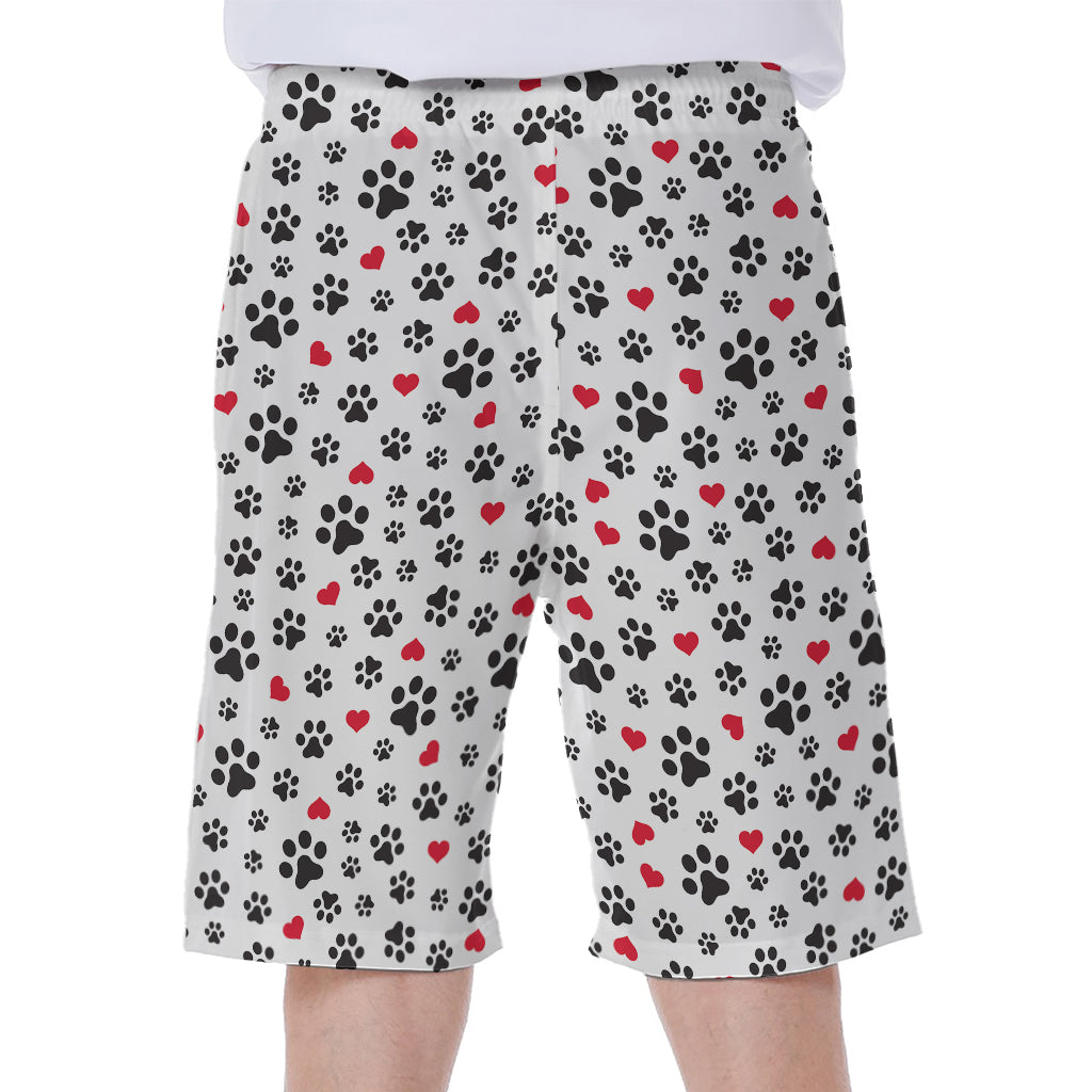 Black Paw and Heart Hawaiian Men's Beach Shorts - 1