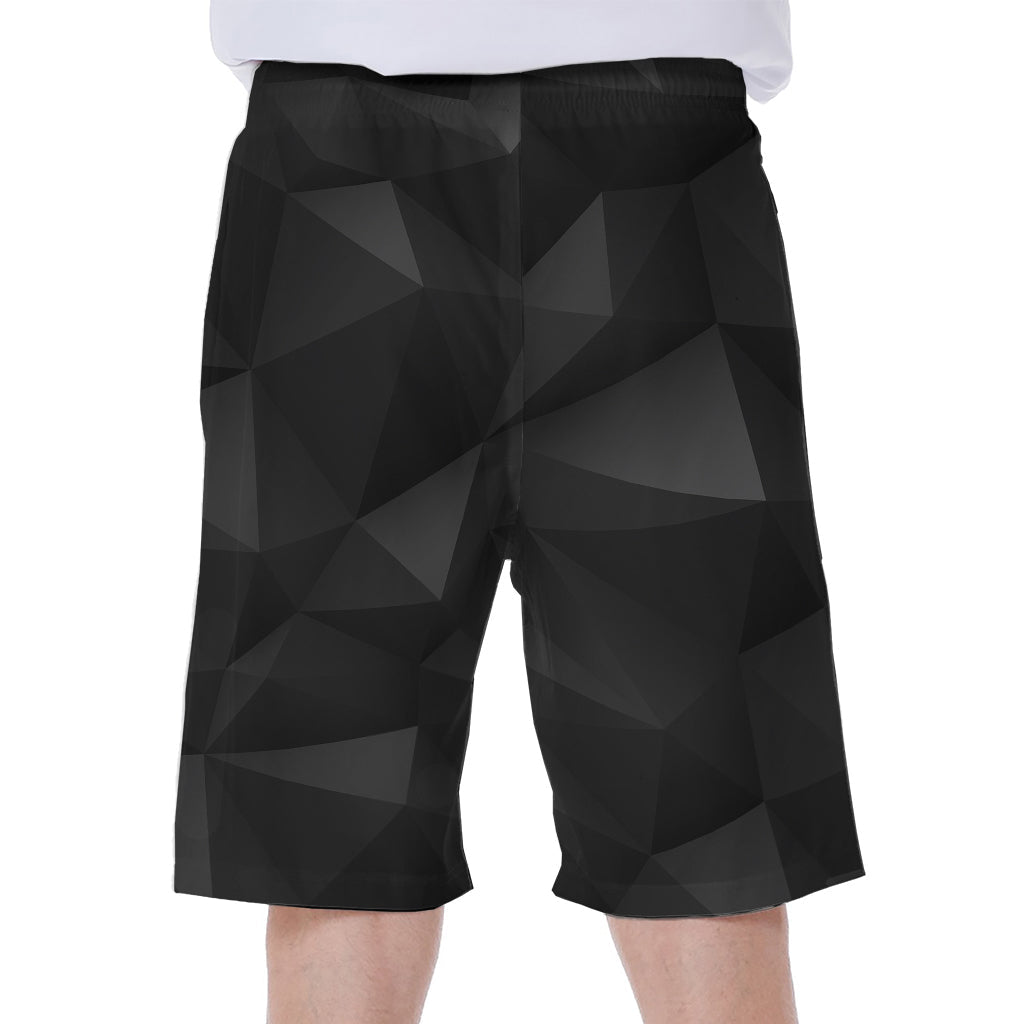 Black Polygonal Geometric Print Hawaiian Men's Beach Shorts - 1