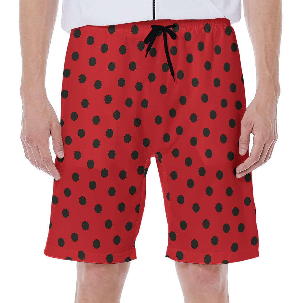 Black Spots Ladybird Pattern Print Hawaiian Men's Beach Shorts - 1