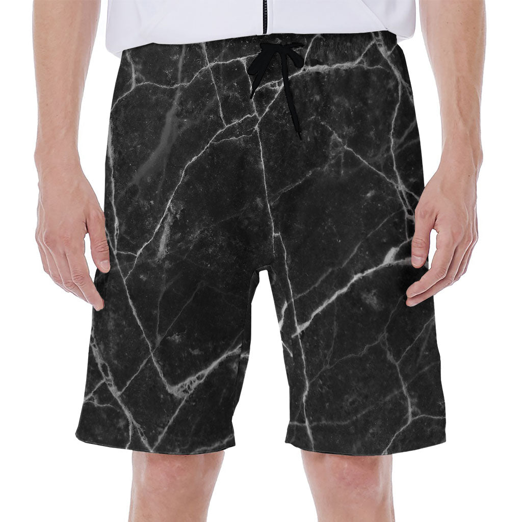 Black and White Grunge Marble Hawaiian Swim Shorts for Men - 1