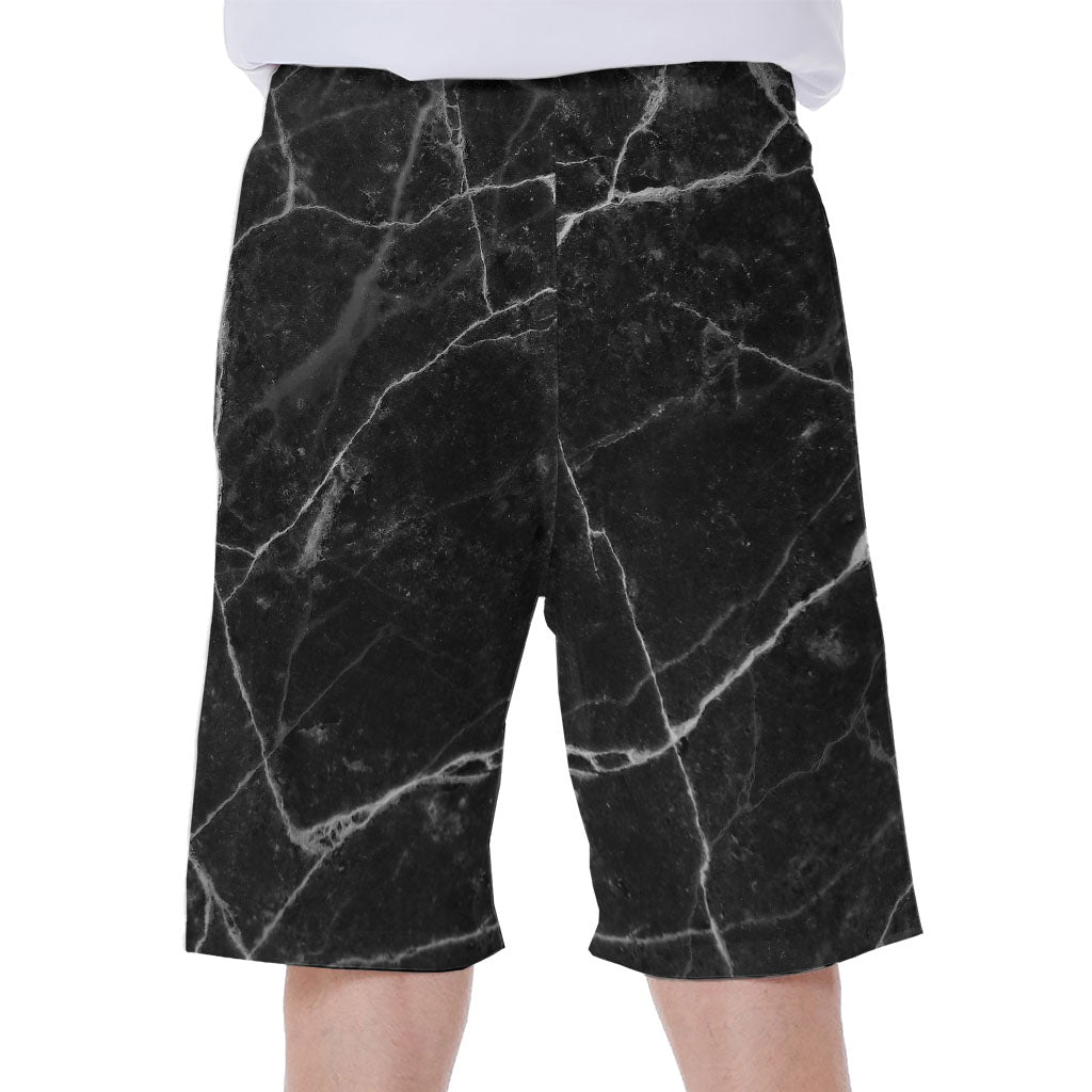 Black and White Grunge Marble Hawaiian Swim Shorts for Men - 2