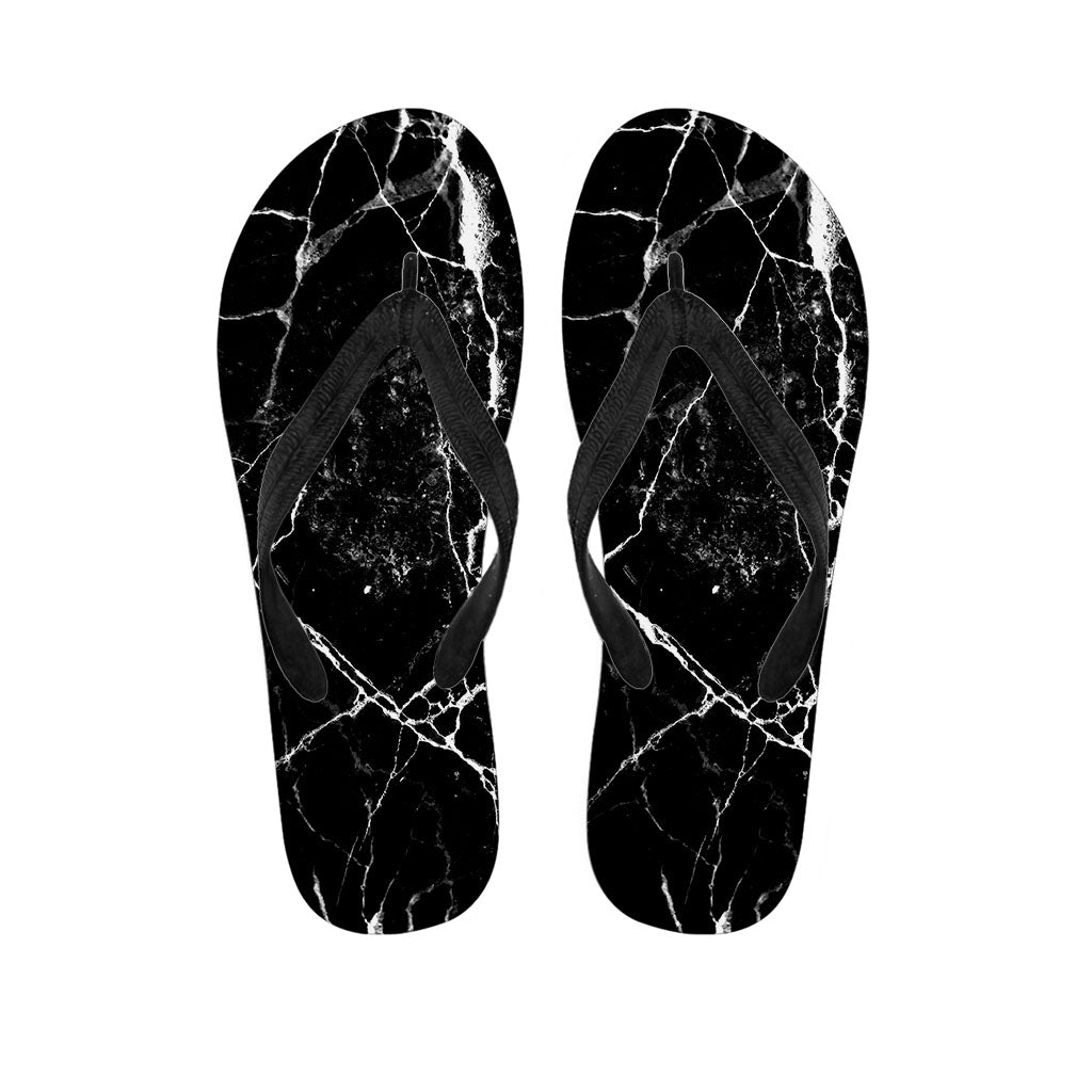 Black &amp; White Marble Print Hawaiian Flip Flops: The Perfect Addition to Your Island Outfit - 1