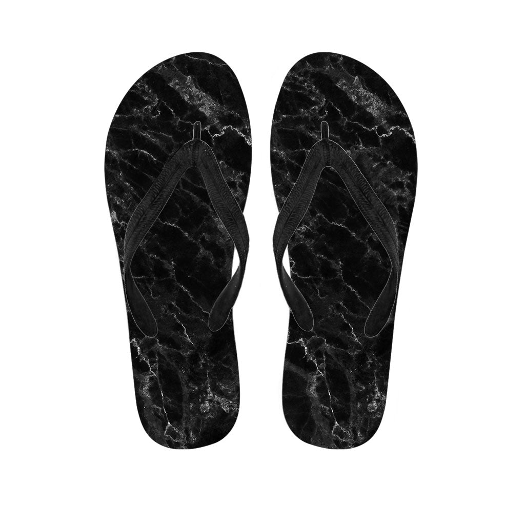 Black &amp; White Smoke Marble Print Hawaiian Flip Flops: Your Perfect Island Outfit Accessory - 1