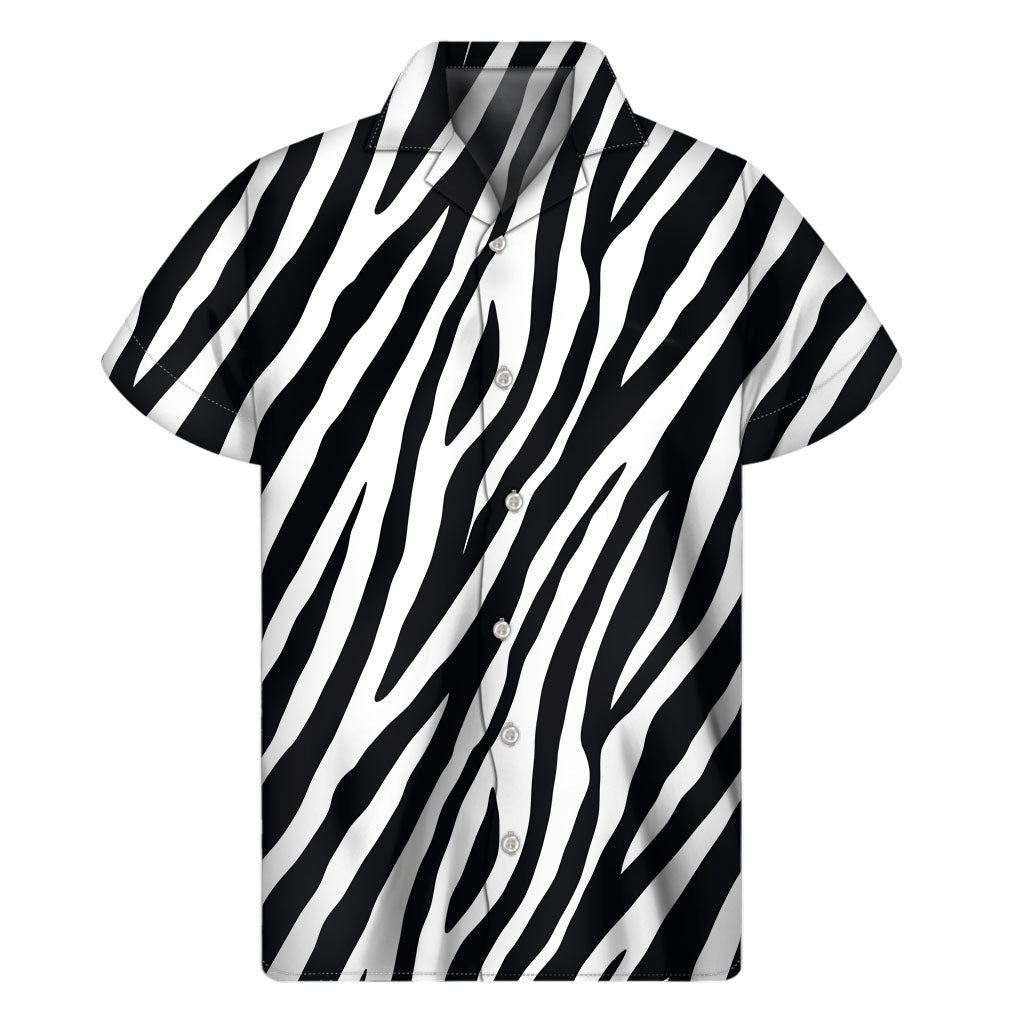 Black and White Zebra Pattern Hawaiian Short Sleeve Shirt - 1