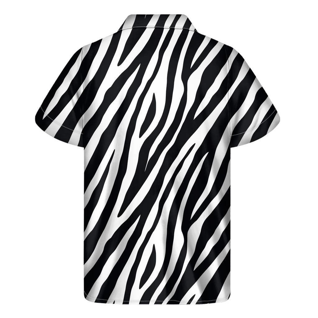 Black and White Zebra Pattern Hawaiian Short Sleeve Shirt - 2