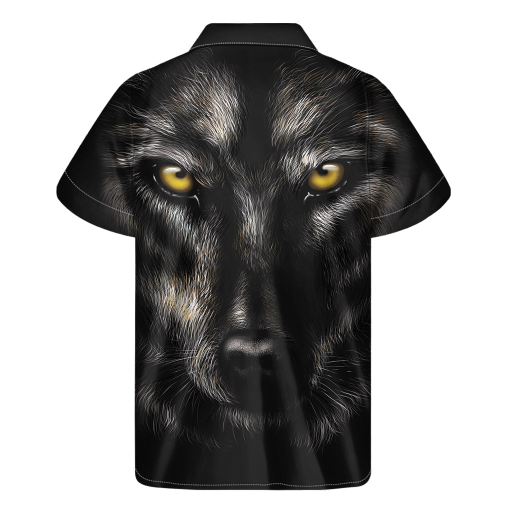 Black Wolf Portrait Hawaiian Short Sleeve Shirt - 2