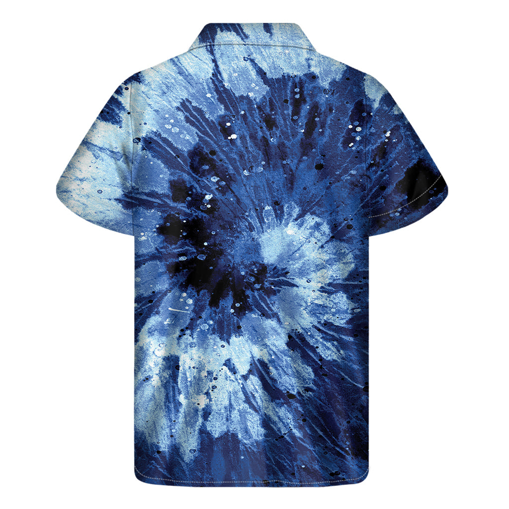 Blue and Black Tie-Dye Hawaiian Shirt for Men - 2