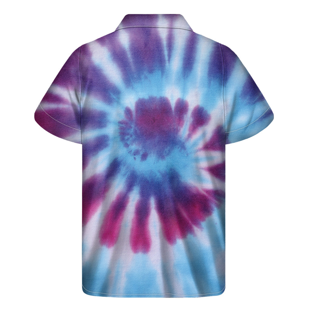 Blue and Purple Spiral Tie-Dye Hawaiian Shirt - 2