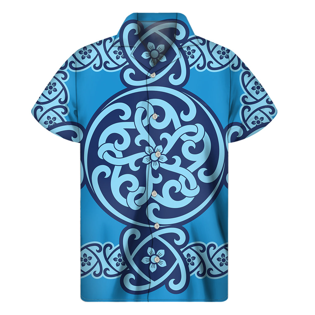 Blue Celtic Symbol Hawaiian Short Sleeve Shirt - 1