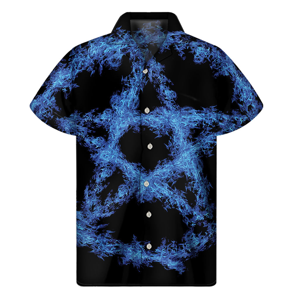 Blue Flame Pentagram Hawaiian Shirt: Embrace the Aloha Spirit in Style - 1