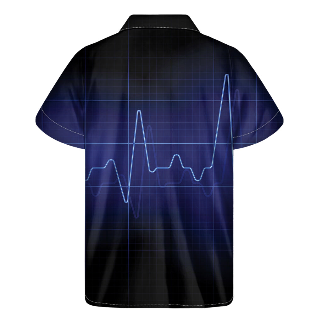 Blue Heartbeat Hawaiian Style Short Sleeve Shirt - 1