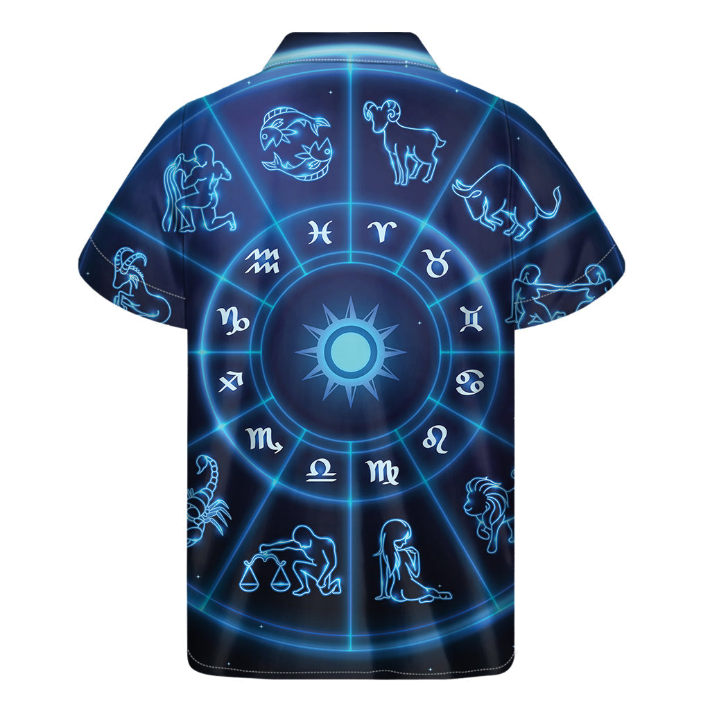 Island Vibes: Hawaiian Zodiac Circle Print Short Sleeve Shirt - 2