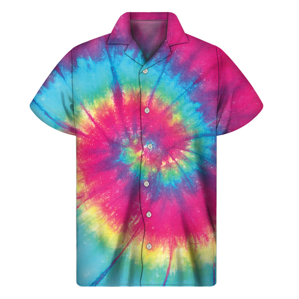 Blue, Pink, and Yellow Tie Dye Hawaiian Shirt: Embrace Island Style - 1