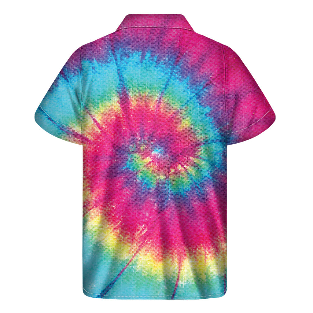 Blue, Pink, and Yellow Tie Dye Hawaiian Shirt: Embrace Island Style - 2