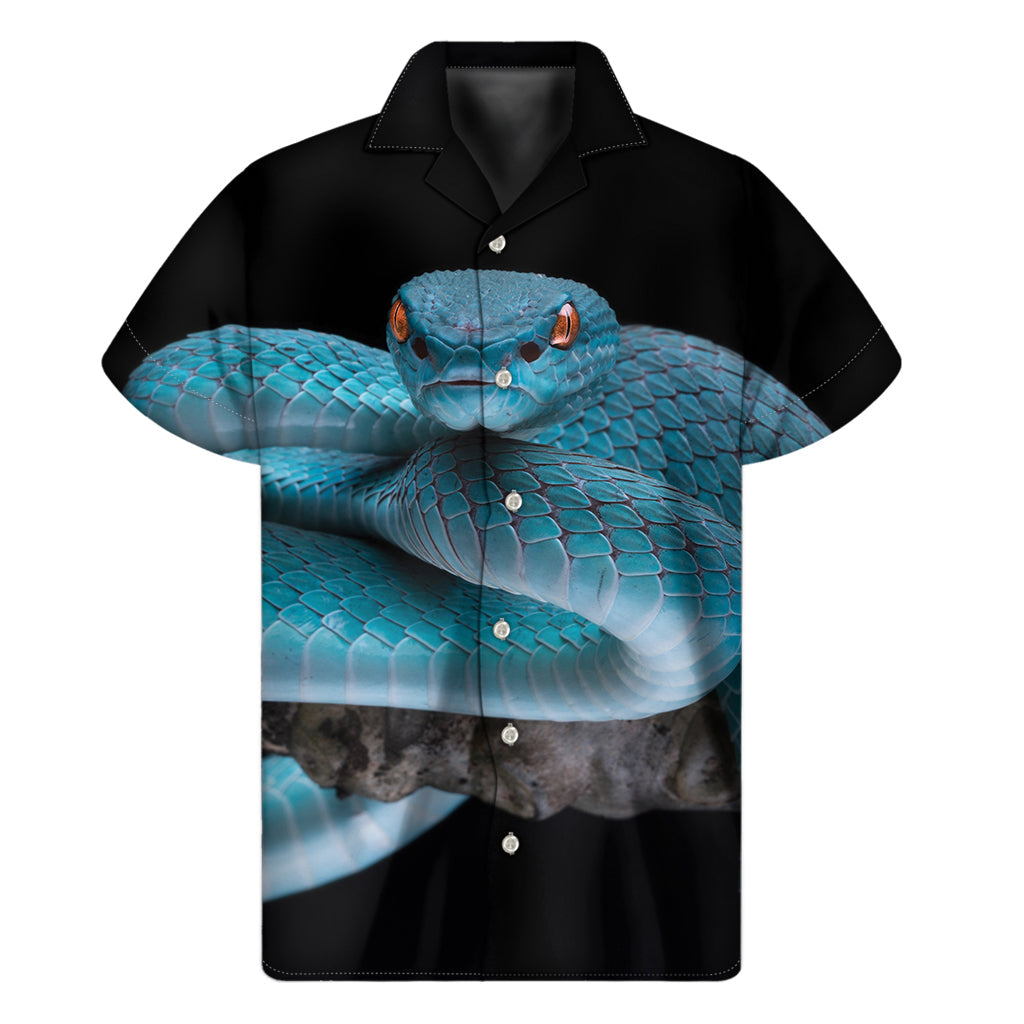 Blue Pit Viper Hawaiian Print Men&#39;s Short Sleeve Shirt - 1