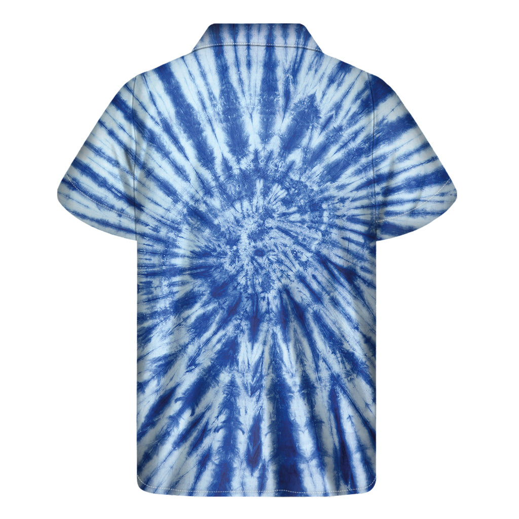 Blue Tie-Dye Print Hawaiian Short Sleeve Shirt for Men - 2