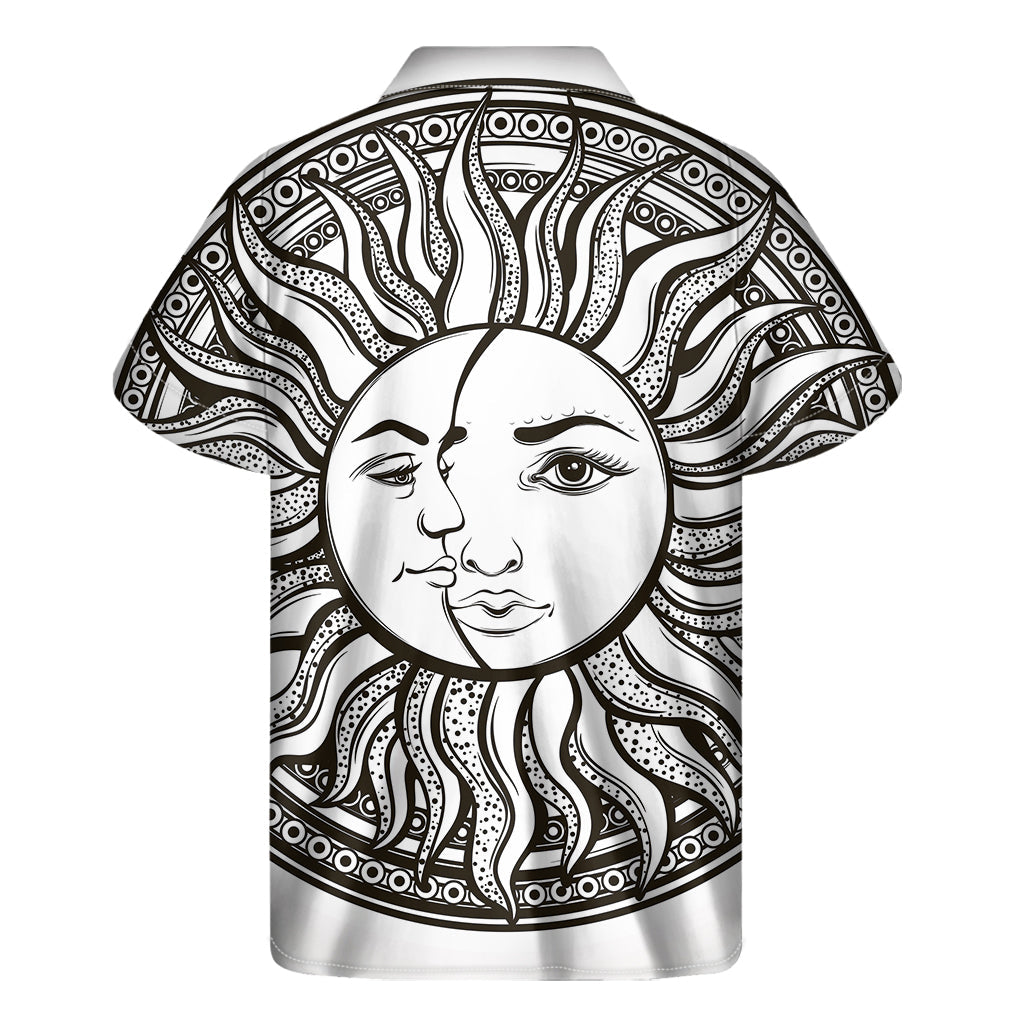 Bohemian Celestial Sun and Moon Print Hawaiian Short Sleeve Shirt - 2