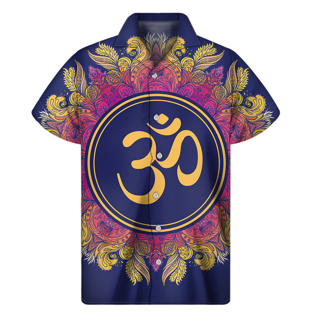 Boho Om Mandala Print Hawaiian Short Sleeve Shirt - Embrace the Aloha Spirit! - 1