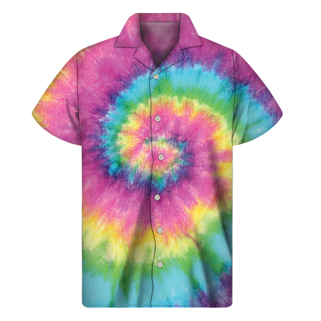 Summer Vibes: Hawaiian Tie-Dye Men's Short Sleeve Shirt - 1