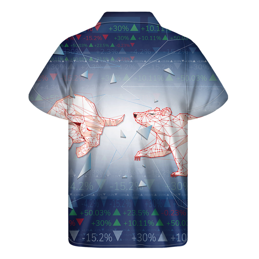 Hawaiian Bull and Bear Stock Market Print Short Sleeve Shirt - 2