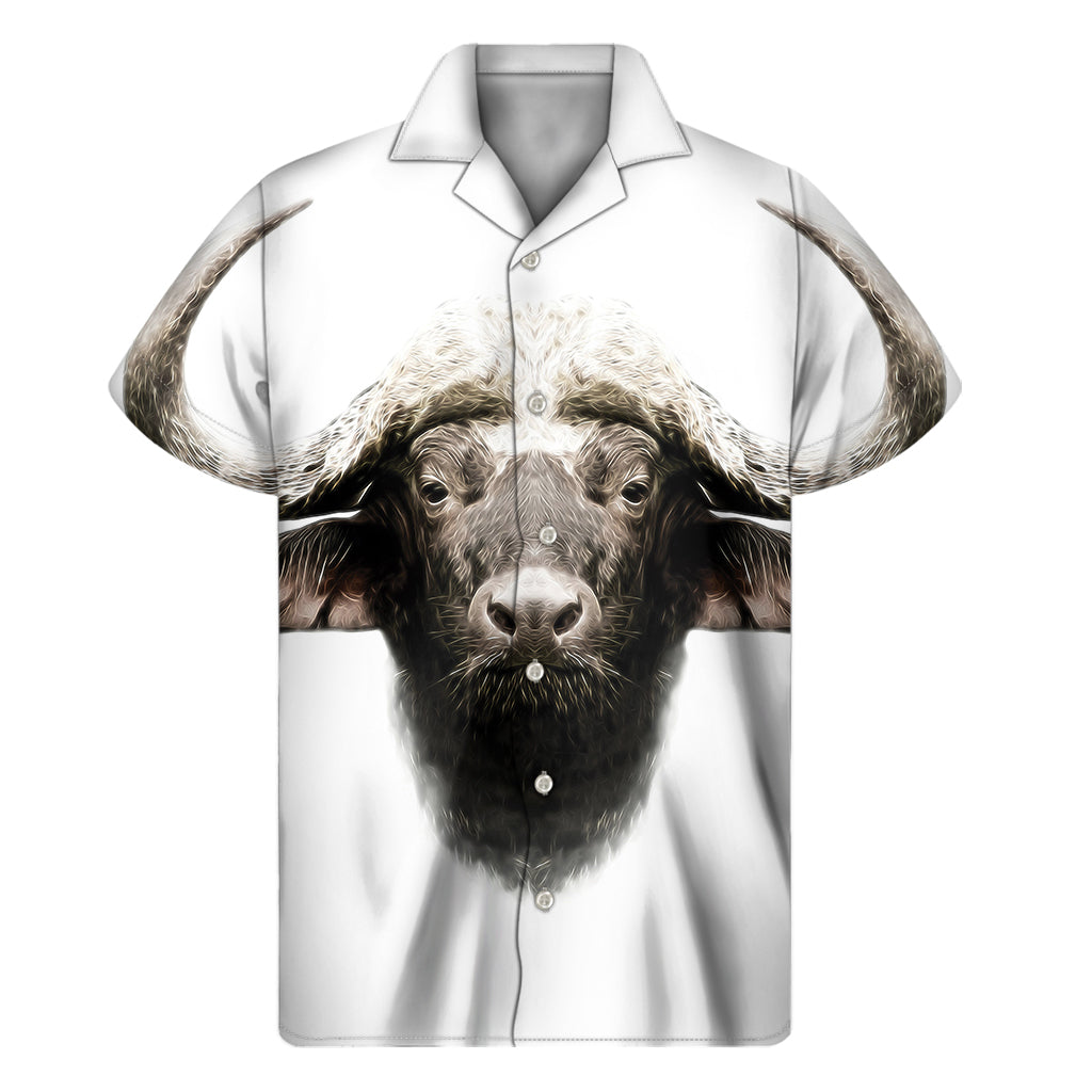 Bull Portrait Hawaiian Short Sleeve Shirt - Embrace the Aloha Spirit! - 1