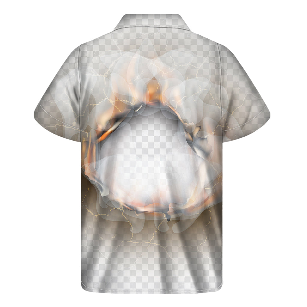 Tropical Vibes: Men's Hawaiian Burning Hole Print Short Sleeve Shirt - 1