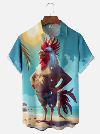 Beach-Ready in the Moisture-Wicking Chicken Hawaiian Shirt