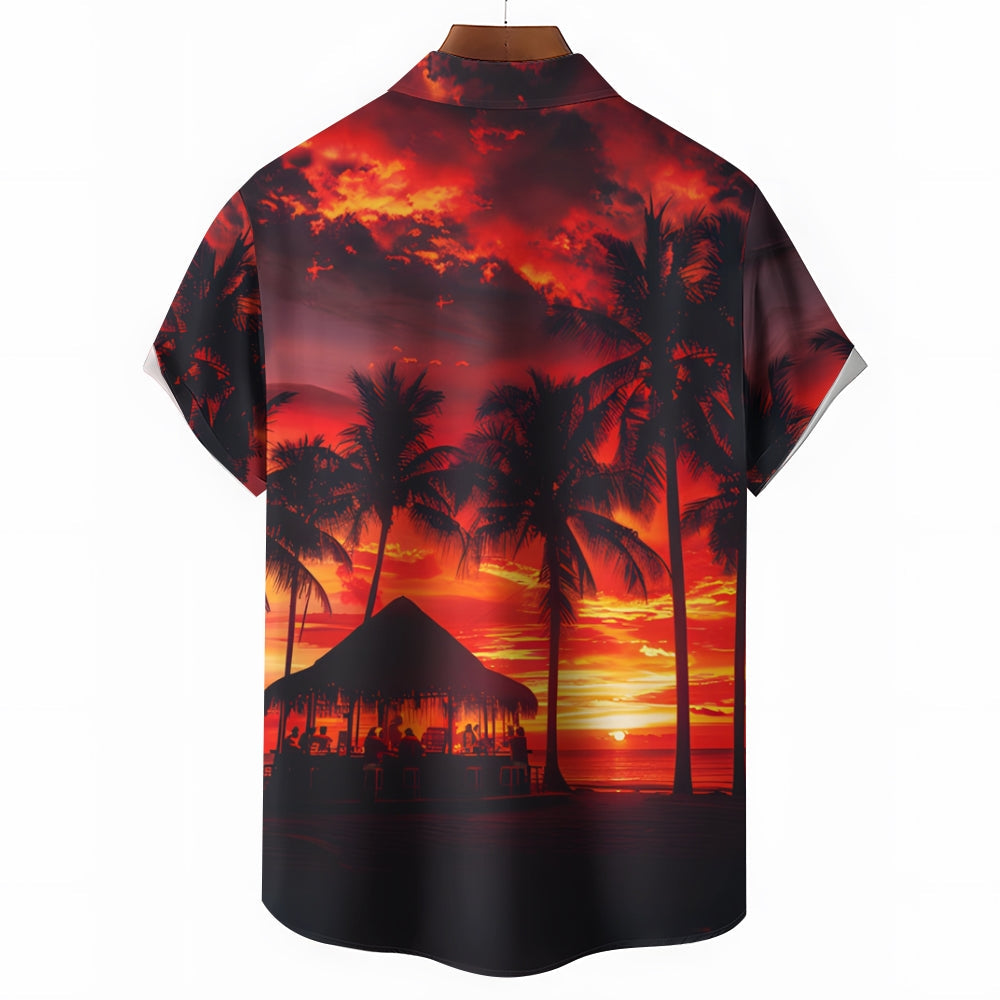 Beach Sunset Print Hawaiian Shirt: Embrace the Aloha Spirit in Style!