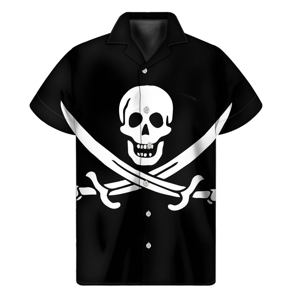 Calico Jack Pirate Flag Print Hawaiian Short Sleeve Shirt - 1