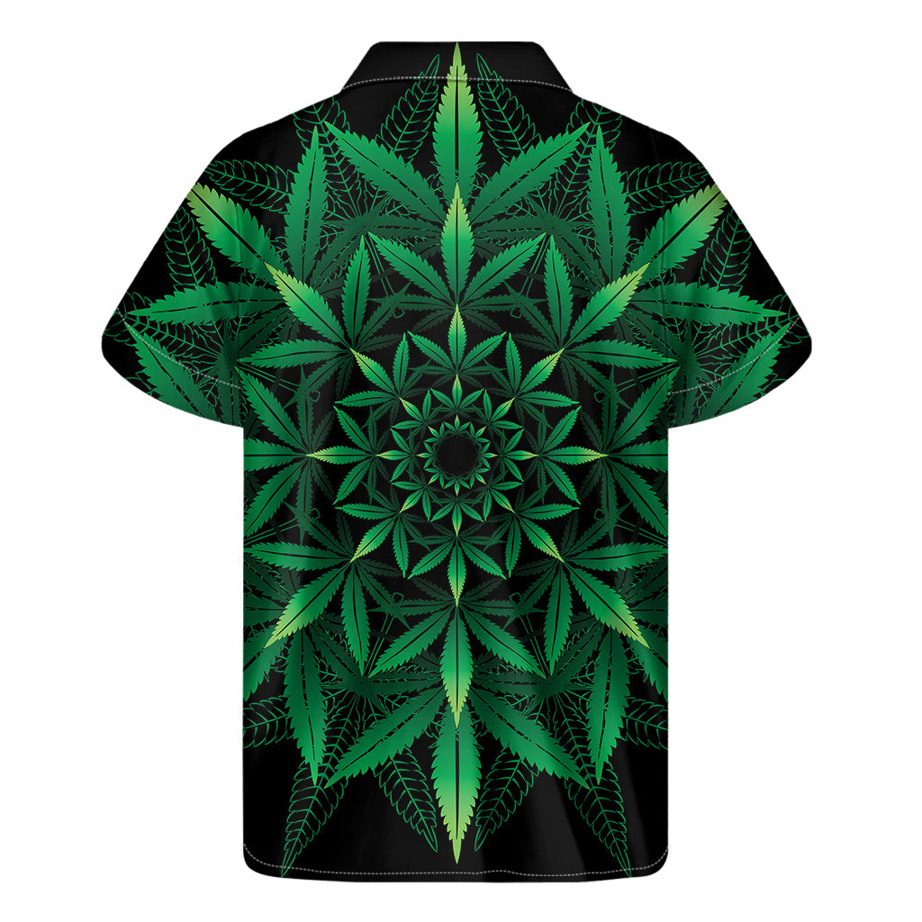 Tropical Bliss: Hawaiian Cannabis Leaf Mandala Short Sleeve Shirt - 2