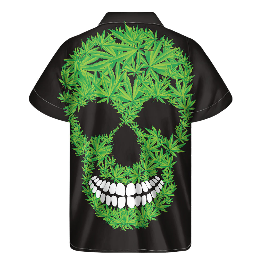 Tropical Cannabis Skull Print Hawaiian Short Sleeve Shirt - 2