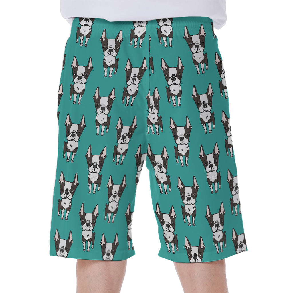 Beachin&#39; in Paradise: Hawaiian Men&#39;s Beach Shorts with Cartoon Boston Terrier Pattern - 2