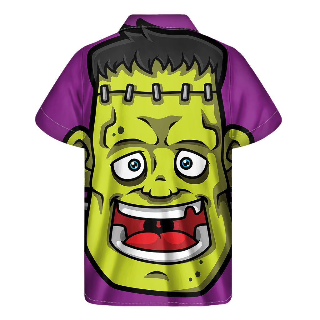 Hawaiian Vibes: Cartoon Frankenstein Print Short Sleeve Shirt - 2