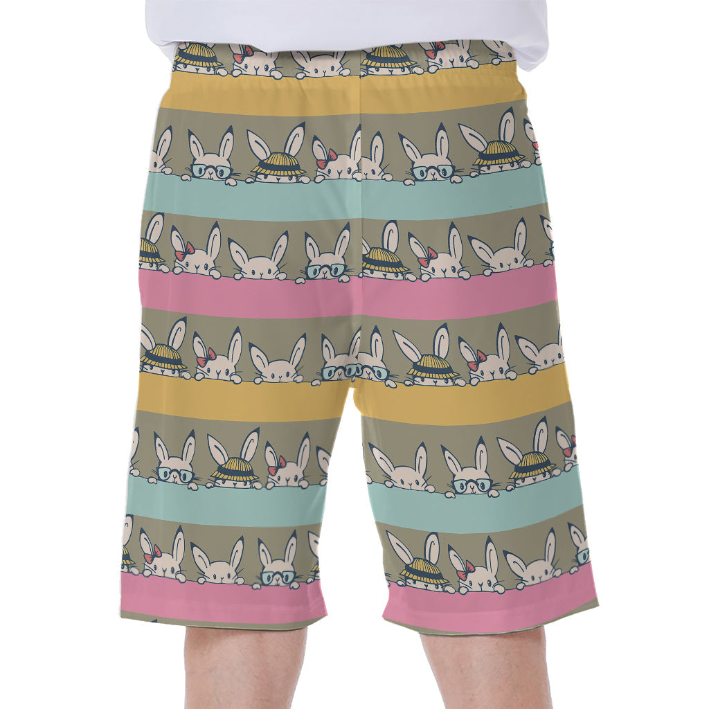 - Tropical Vibes: Hawaiian Men&#39;s Beach Shorts with Cartoon Rabbit Pattern - 2