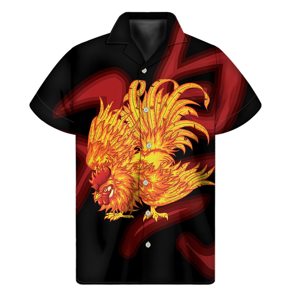 Rooster Print Hawaiian Short Sleeve Shirt for a Stylish Summer Look - 1