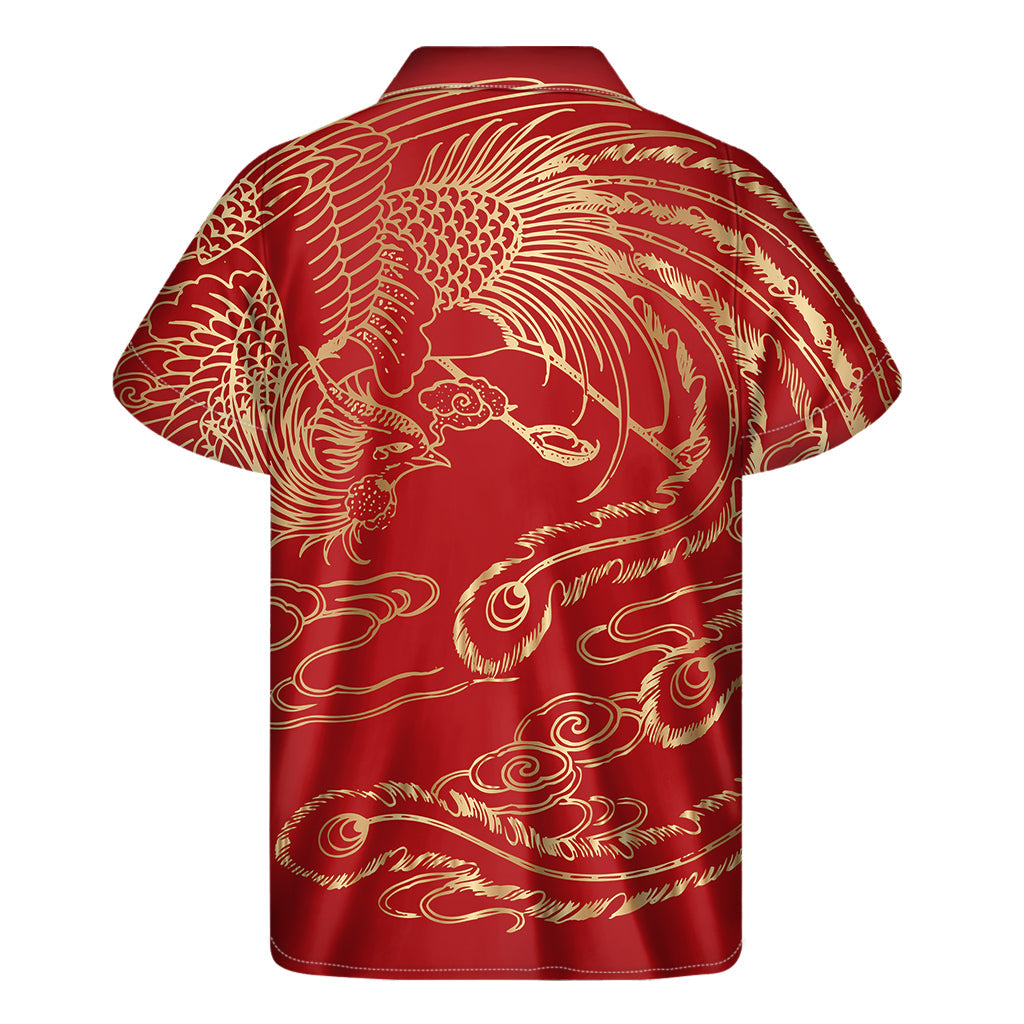 Island Paradise: Men&#39;s Hawaiian Short Sleeve Shirt with Chinese Phoenix Print - 2