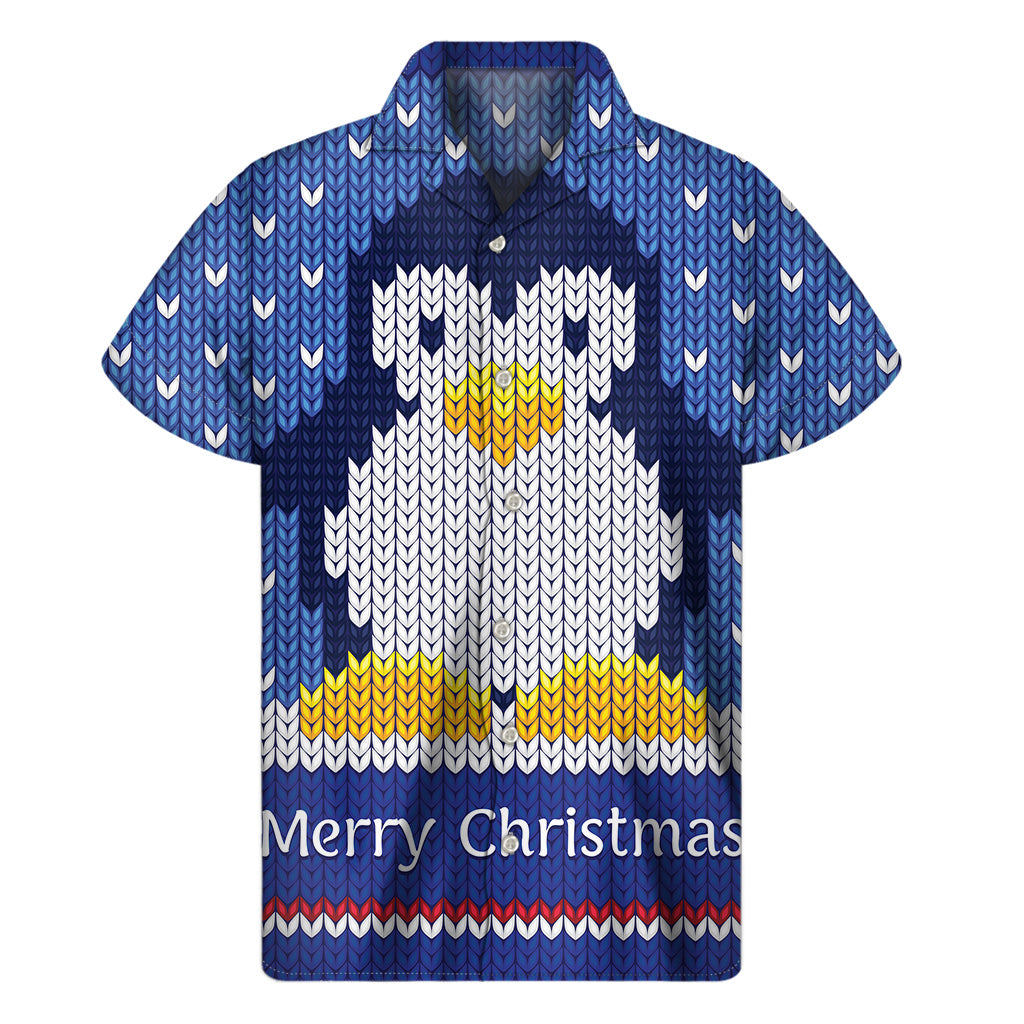 Christmas Penguin Hawaiian Print Short Sleeve Shirt - 1