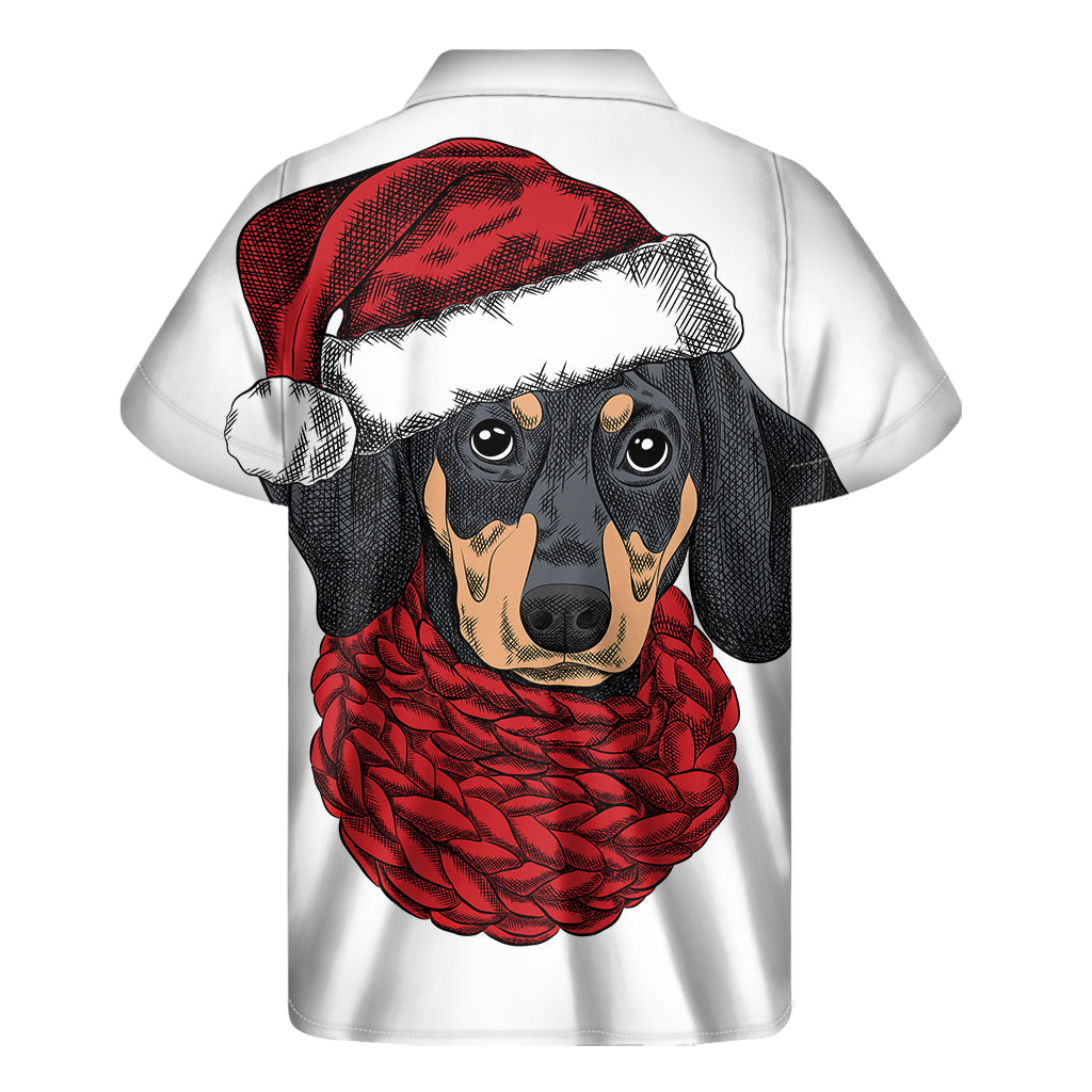 Holiday Hawaiian Santa Dachshund Print Short Sleeve Shirt - 2