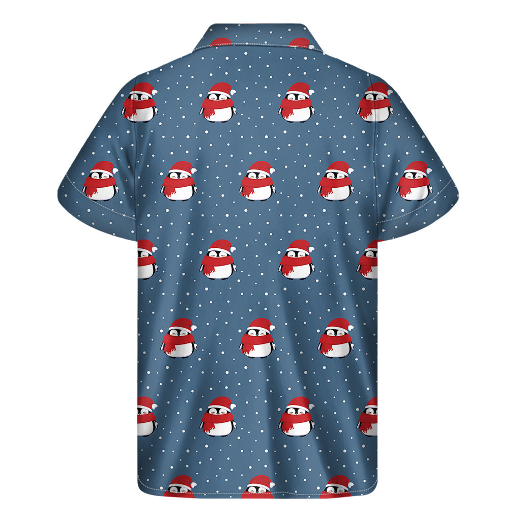 Island Christmas Vibes: Hawaiian Short Sleeve Shirt with Snowy Penguin Pattern - 2