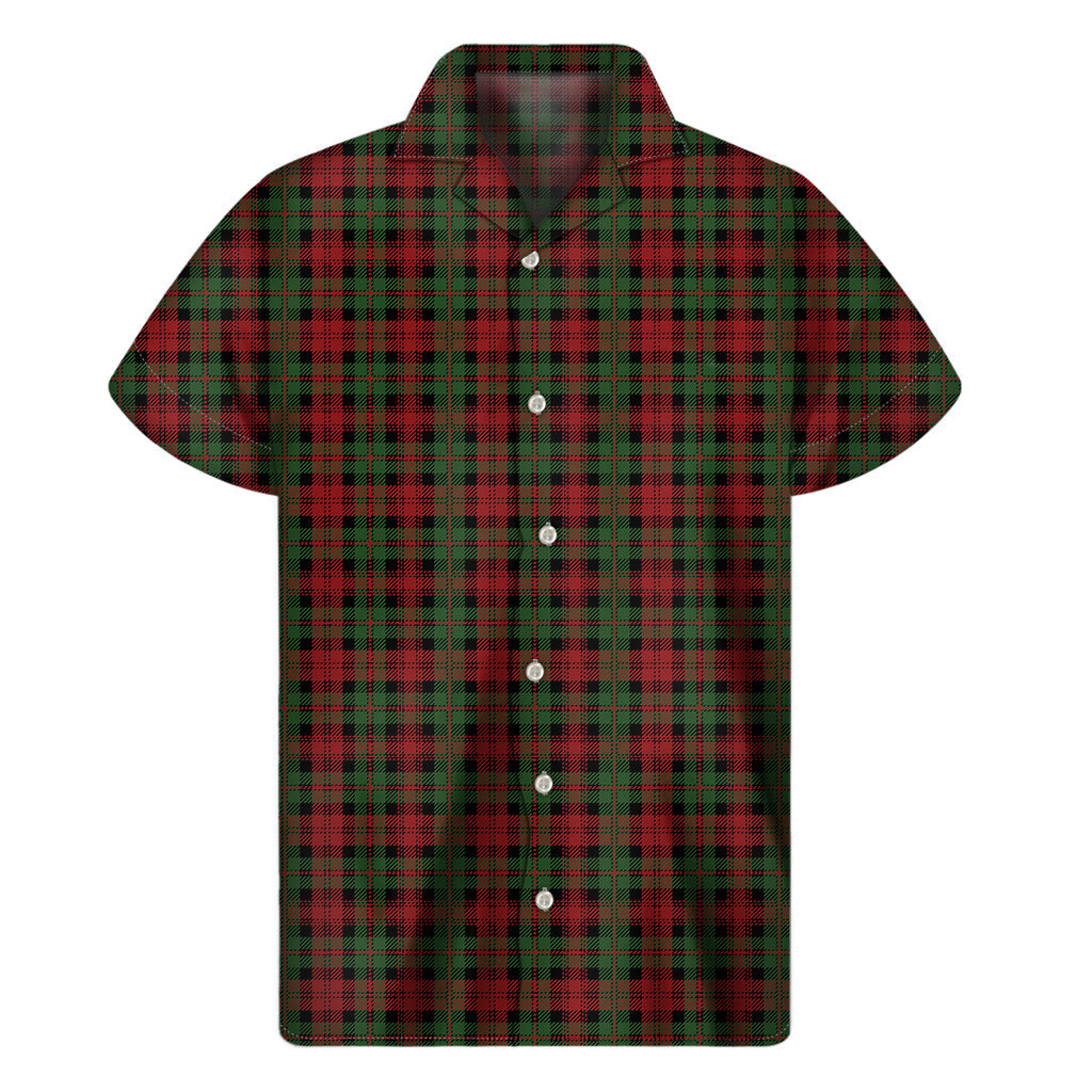 Christmas Tartan Hawaiian Print Short Sleeve Shirt - 1