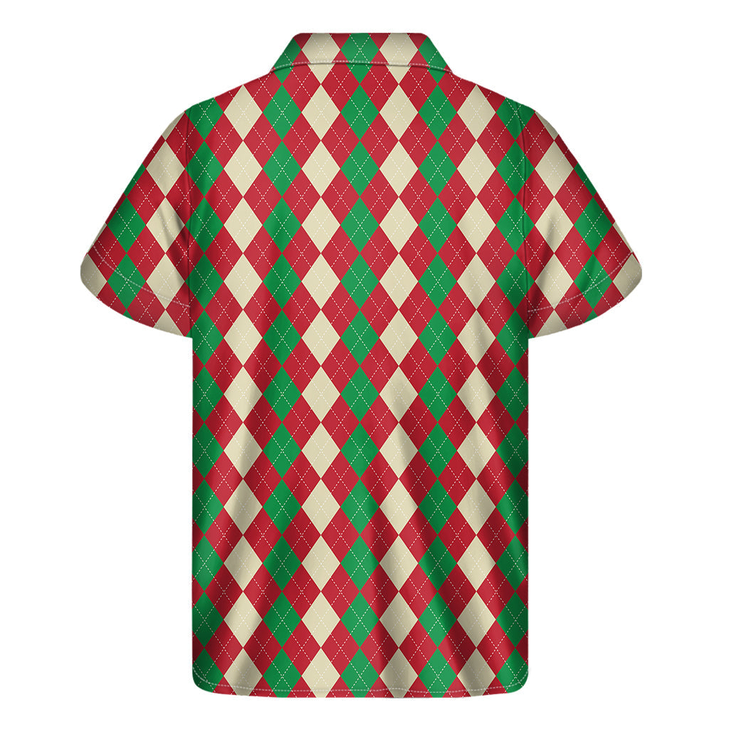 Tropical Christmas Hawaiian Shirt - Festive Argyle Pattern Print - 2