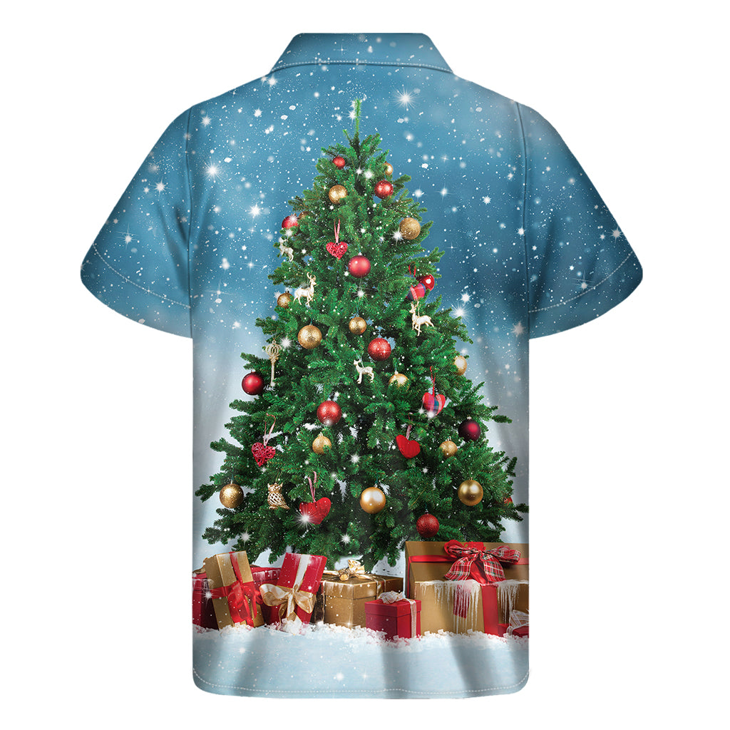 Island-Ready Christmas Tree and Snow Print Hawaiian Shirt - 2