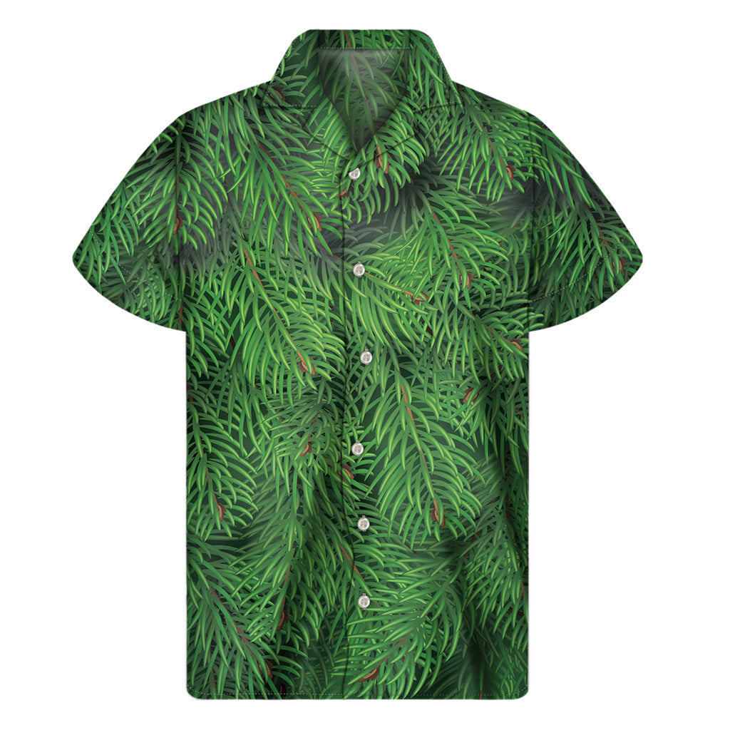 Tropical Christmas Tree Branches Hawaiian Short Sleeve Shirt - 1