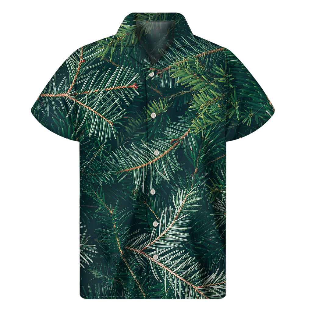 Hawaiian Holiday Vibes: Christmas Tree Print Men&#39;s Short Sleeve Shirt - 1